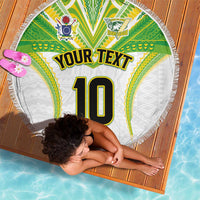 Custom Cook Islands Rugby Beach Blanket Tatau Art Sport Style White Color