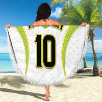 Custom Cook Islands Rugby Beach Blanket Tatau Art Sport Style White Color