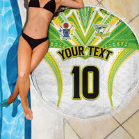 Custom Cook Islands Rugby Beach Blanket Tatau Art Sport Style White Color