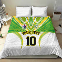 Custom Cook Islands Rugby Bedding Set Tatau Art Sport Style White Color