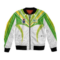 Custom Cook Islands Rugby Bomber Jacket Tatau Art Sport Style White Color