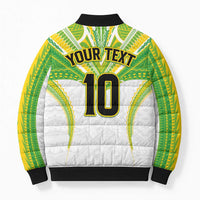 Custom Cook Islands Rugby Bomber Puffer Jacket Tatau Art Sport Style White Color