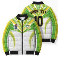 Custom Cook Islands Rugby Bomber Puffer Jacket Tatau Art Sport Style White Color