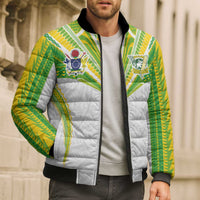 Custom Cook Islands Rugby Bomber Puffer Jacket Tatau Art Sport Style White Color