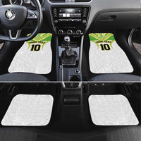 Custom Cook Islands Rugby Car Mats Tatau Art Sport Style White Color