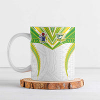 Custom Cook Islands Rugby Ceramic Mug Tatau Art Sport Style White Color