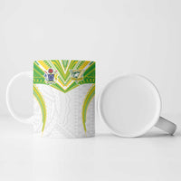Custom Cook Islands Rugby Ceramic Mug Tatau Art Sport Style White Color
