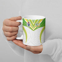 Custom Cook Islands Rugby Ceramic Mug Tatau Art Sport Style White Color