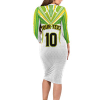 Custom Cook Islands Rugby Family Matching Long Sleeve Bodycon Dress and Hawaiian Shirt Tatau Art Sport Style White Color