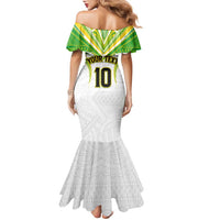 Custom Cook Islands Rugby Family Matching Mermaid Dress and Hawaiian Shirt Tatau Art Sport Style White Color
