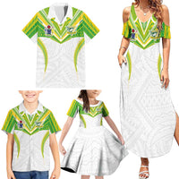 Custom Cook Islands Rugby Family Matching Summer Maxi Dress and Hawaiian Shirt Tatau Art Sport Style White Color