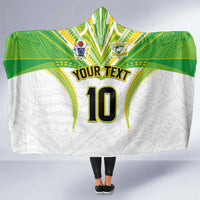 Custom Cook Islands Rugby Hooded Blanket Tatau Art Sport Style White Color
