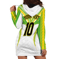 Custom Cook Islands Rugby Hoodie Dress Tatau Art Sport Style White Color