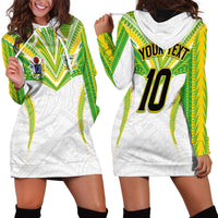 Custom Cook Islands Rugby Hoodie Dress Tatau Art Sport Style White Color