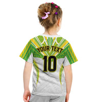 Custom Cook Islands Rugby Kid T Shirt Tatau Art Sport Style White Color