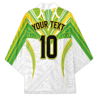 Custom Cook Islands Rugby Kimono Tatau Art Sport Style White Color