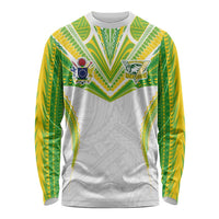 Custom Cook Islands Rugby Long Sleeve Shirt Tatau Art Sport Style White Color