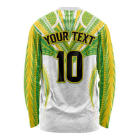 Custom Cook Islands Rugby Long Sleeve Shirt Tatau Art Sport Style White Color