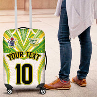 Custom Cook Islands Rugby Luggage Cover Tatau Art Sport Style White Color