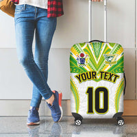 Custom Cook Islands Rugby Luggage Cover Tatau Art Sport Style White Color