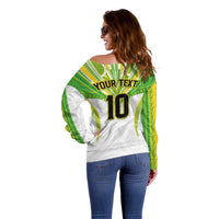 Custom Cook Islands Rugby Off Shoulder Sweater Tatau Art Sport Style White Color