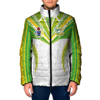 Custom Cook Islands Rugby Padded Jacket Tatau Art Sport Style White Color