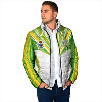 Custom Cook Islands Rugby Padded Jacket Tatau Art Sport Style White Color
