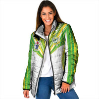 Custom Cook Islands Rugby Padded Jacket Tatau Art Sport Style White Color