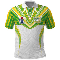 Custom Cook Islands Rugby Polo Shirt Tatau Art Sport Style White Color