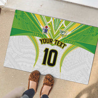 Custom Cook Islands Rugby Rubber Doormat Tatau Art Sport Style White Color
