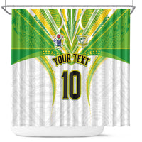 Custom Cook Islands Rugby Shower Curtain Tatau Art Sport Style White Color