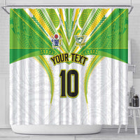 Custom Cook Islands Rugby Shower Curtain Tatau Art Sport Style White Color