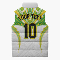 Custom Cook Islands Rugby Sleeveless Puffer Jacket Tatau Art Sport Style White Color