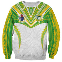 Custom Cook Islands Rugby Sweatshirt Tatau Art Sport Style White Color