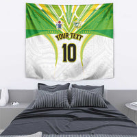 Custom Cook Islands Rugby Tapestry Tatau Art Sport Style White Color