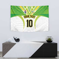 Custom Cook Islands Rugby Tapestry Tatau Art Sport Style White Color