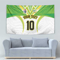 Custom Cook Islands Rugby Tapestry Tatau Art Sport Style White Color