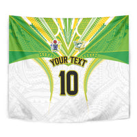 Custom Cook Islands Rugby Tapestry Tatau Art Sport Style White Color