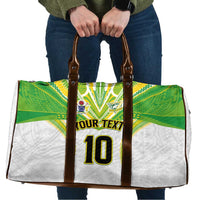 Custom Cook Islands Rugby Travel Bag Tatau Art Sport Style White Color