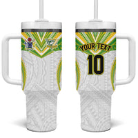 Custom Cook Islands Rugby Tumbler With Handle Tatau Art Sport Style White Color