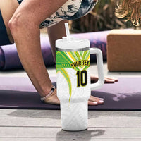 Custom Cook Islands Rugby Tumbler With Handle Tatau Art Sport Style White Color