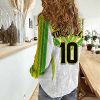 Custom Cook Islands Rugby Women Casual Shirt Tatau Art Sport Style White Color