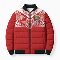 Custom Tonga Rugby Bomber Puffer Jacket Ngatu Motifs and Pacific Patterns