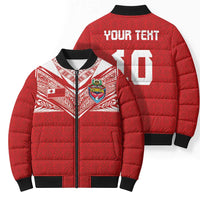 Custom Tonga Rugby Bomber Puffer Jacket Ngatu Motifs and Pacific Patterns