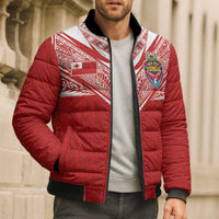 Custom Tonga Rugby Bomber Puffer Jacket Ngatu Motifs and Pacific Patterns