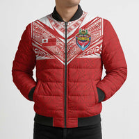 Custom Tonga Rugby Bomber Puffer Jacket Ngatu Motifs and Pacific Patterns