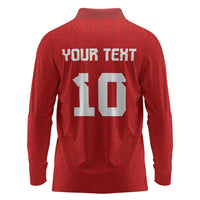 Custom Tonga Rugby Long Sleeve Polo Shirt Ngatu Motifs and Pacific Patterns