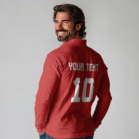 Custom Tonga Rugby Long Sleeve Polo Shirt Ngatu Motifs and Pacific Patterns