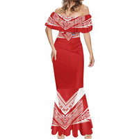 Custom Tonga Rugby Mermaid Dress Ngatu Motifs and Pacific Patterns