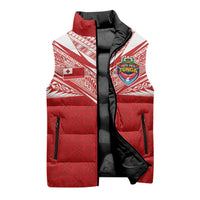 Custom Tonga Rugby Sleeveless Puffer Jacket Ngatu Motifs and Pacific Patterns